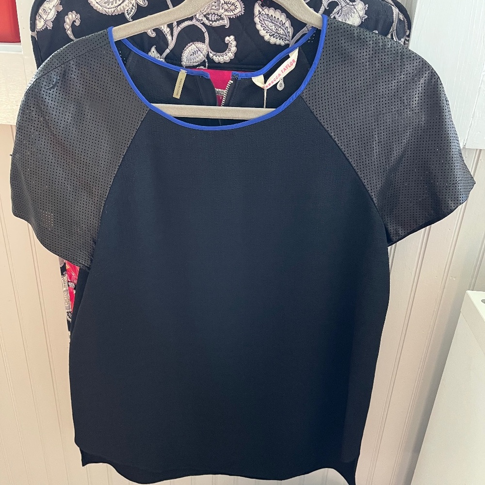 Rebecca Taylor Lamb Leather sleeve Shirt with tags!
